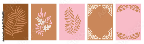 Vector illustration in simple naive and hippie groovy style - flowers and plants, design templates, frames and prints with copy space for text for social media and posters