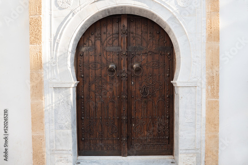 Old wooden door arabic style, with white background.