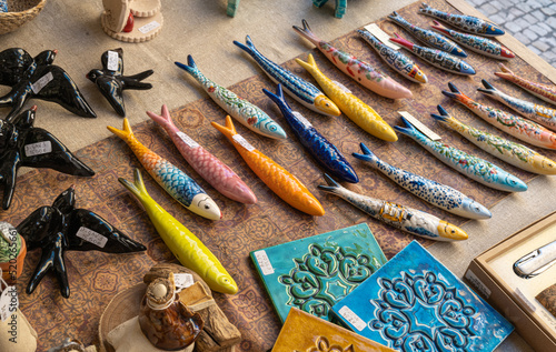 Typical Souvenirs at souvenir shopping in Porto city. Portugal