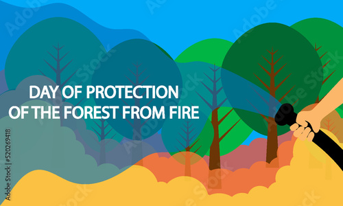Day of protection of the forest from fire, vector art illustration.