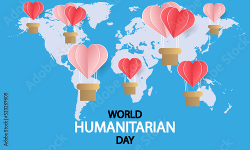 World Humanitarian Day card, vector art illustration.
