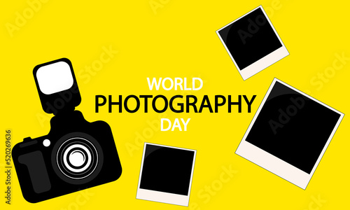 World photography day camera, vector art illustration.