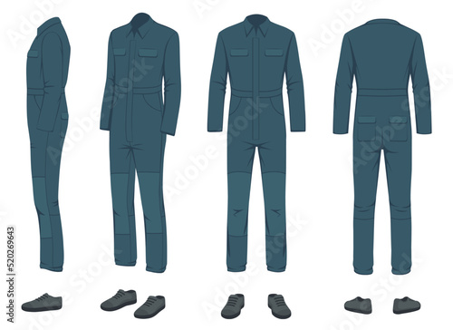 Worker Uniform Mockup Front View on white background, Uniform for a worker, mechanic, driver, loader, mechanic.