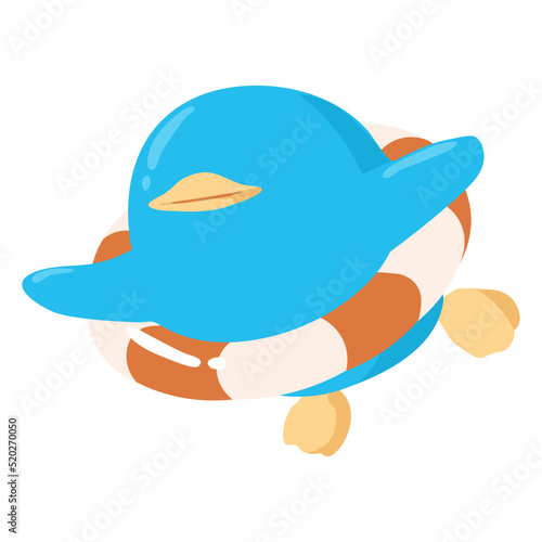 浮き輪をしたデフォルメペンギンのキャラクター