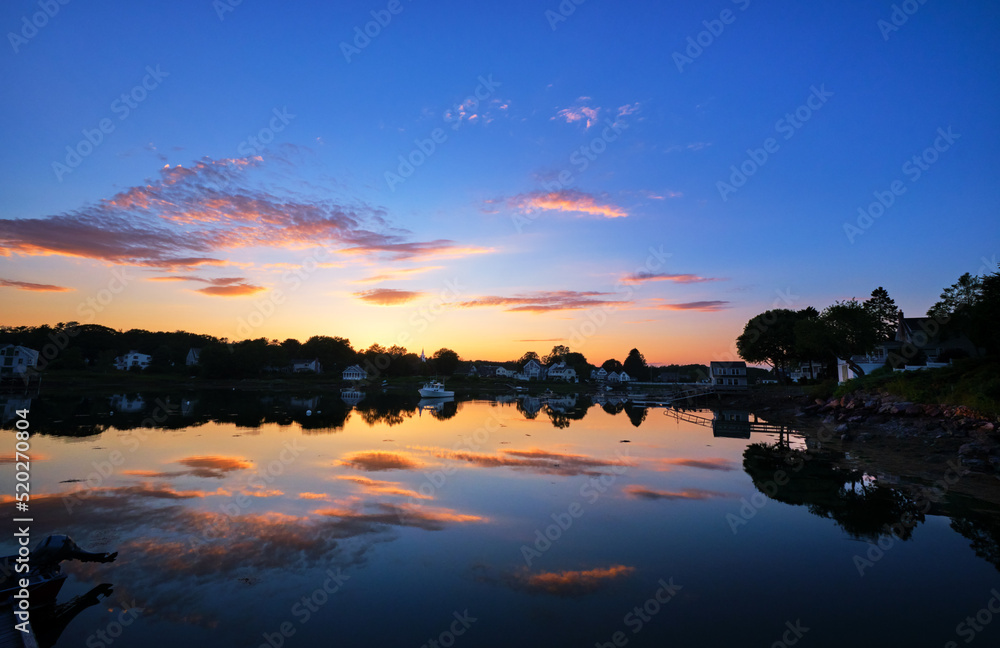 Still waters and vivid colors at sunset, Cape Porpoise, Maine