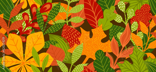 Beautiful seamless doodle pattern with vintage leaves sketch. design background greeting cards and invitations to the wedding, birthday, mother s day and other seasonal autumn, spring, summer holiday