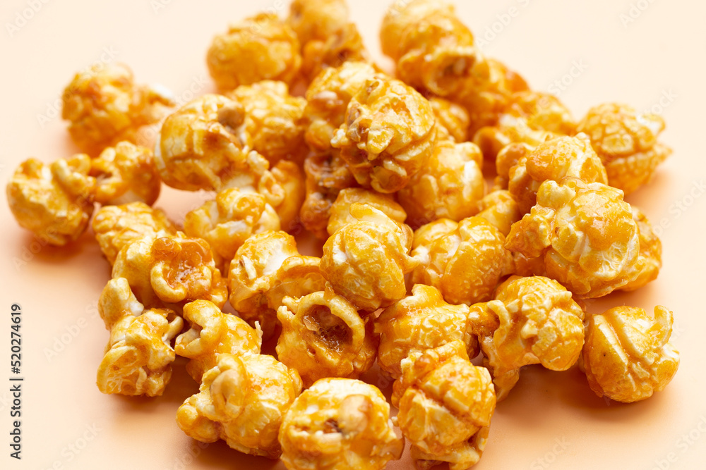 Honey caramel popcorn. Delicious snack Honey caramel popcorn. Delicious snack