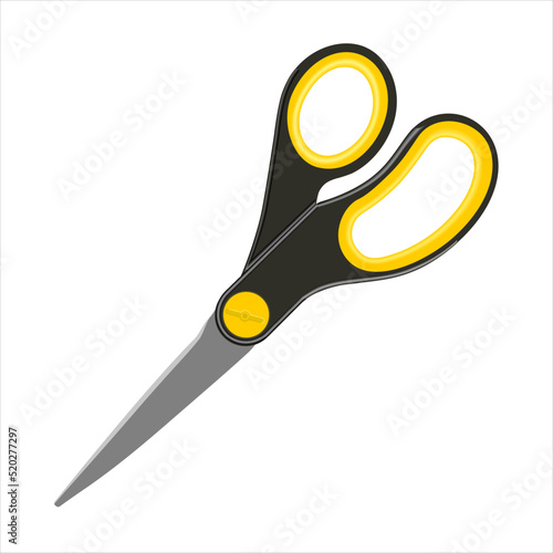 Realistic stationery scissor in vector. Hand drawn scissor icon in vector.