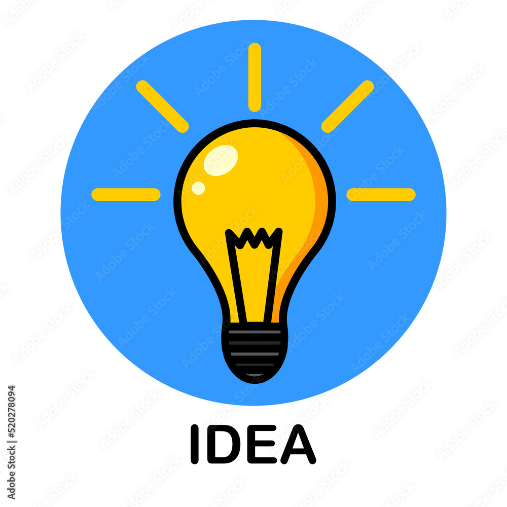 Yellow light bulb with the inscription idea. Vector illustration. Yellow light bulb with the inscription idea. Vector illustration.