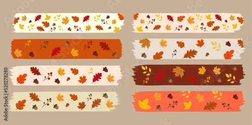 Autumn Fall concept washi tape illustration