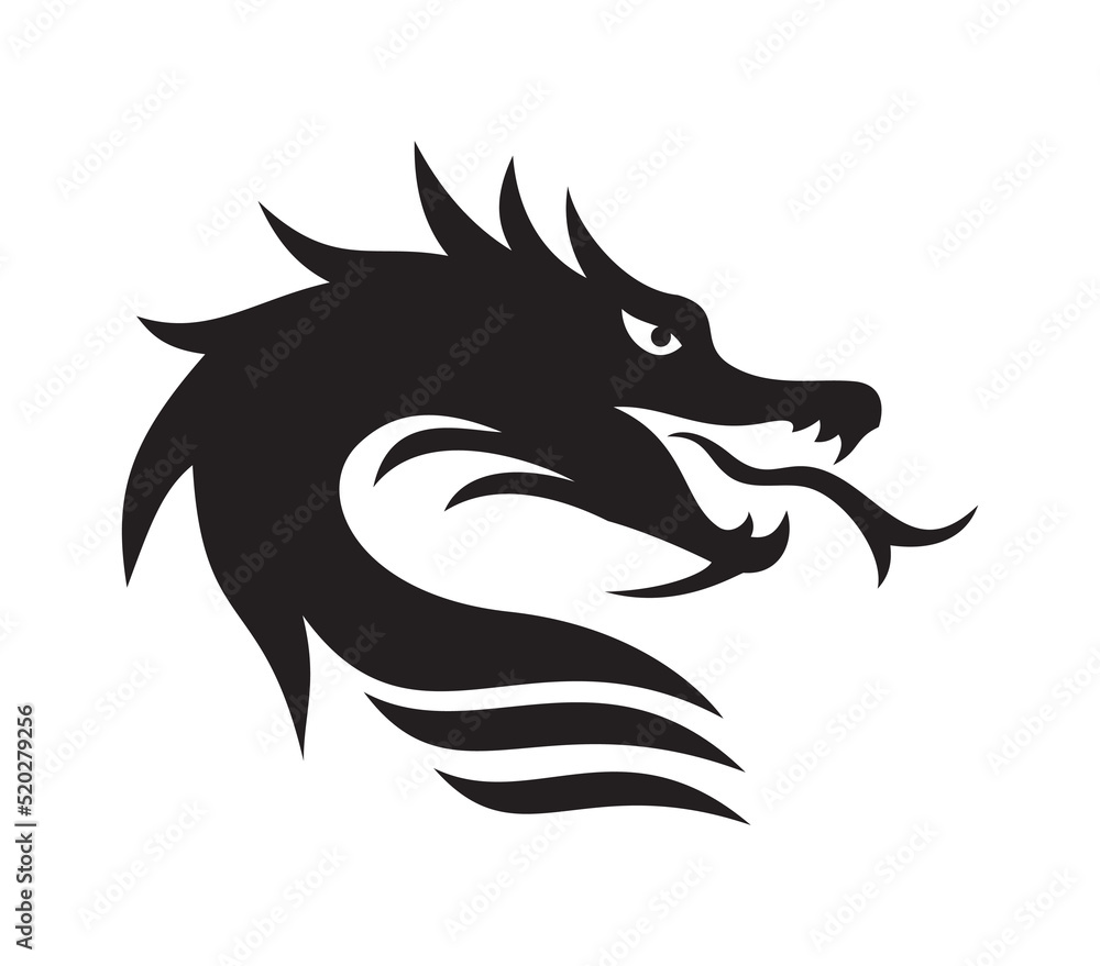 Naklejka premium dragon icon vector. head of dragon silhouette
