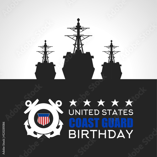 Happy birthday United States Coast Guard theme vector illustration. Suitable for Poster, Banners, background and greeting card. 