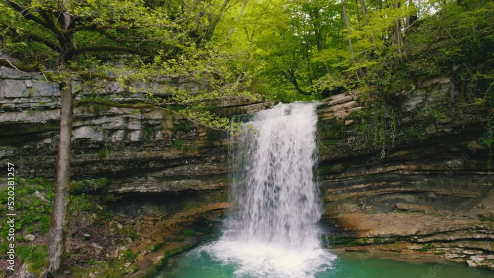 magnificent landscape of a small waterfall on Okatse river, Imereti, Georgia. High quality 4k footage magnificent landscape of a small waterfall on Okatse river, Imereti, Georgia. High quality 4k footage