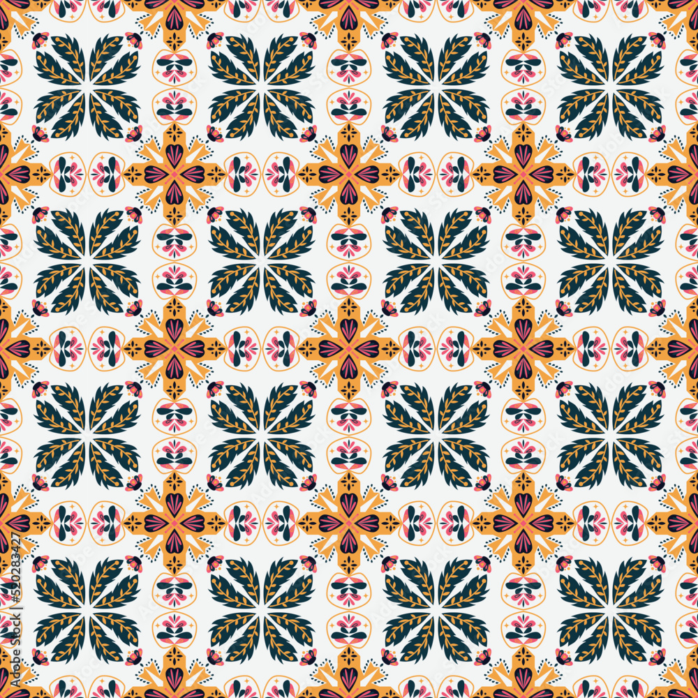 Garden Nature Seamless Pattern Floral Background Damask Aboriginal Ornament Art