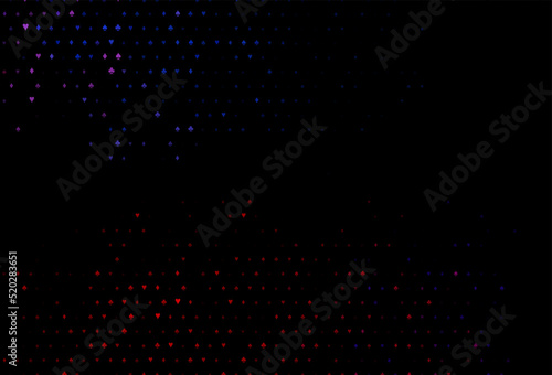 Dark blue, red vector texture with playing cards.