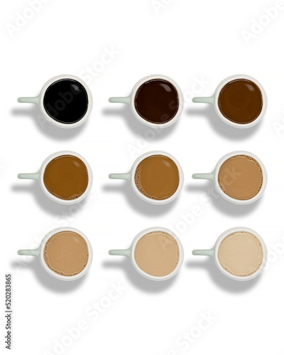 Vászonkép fifteen shades of coffee from black to milk color
