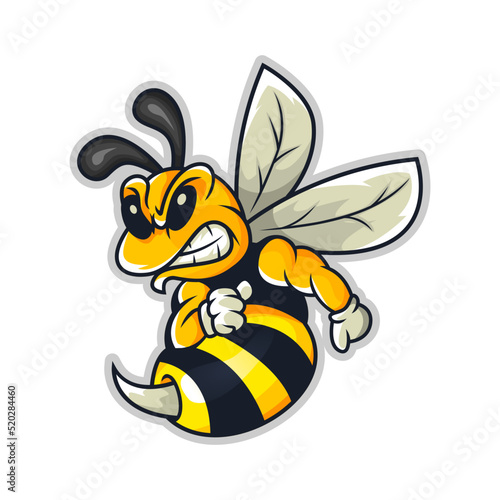 angry bee mascot logo template