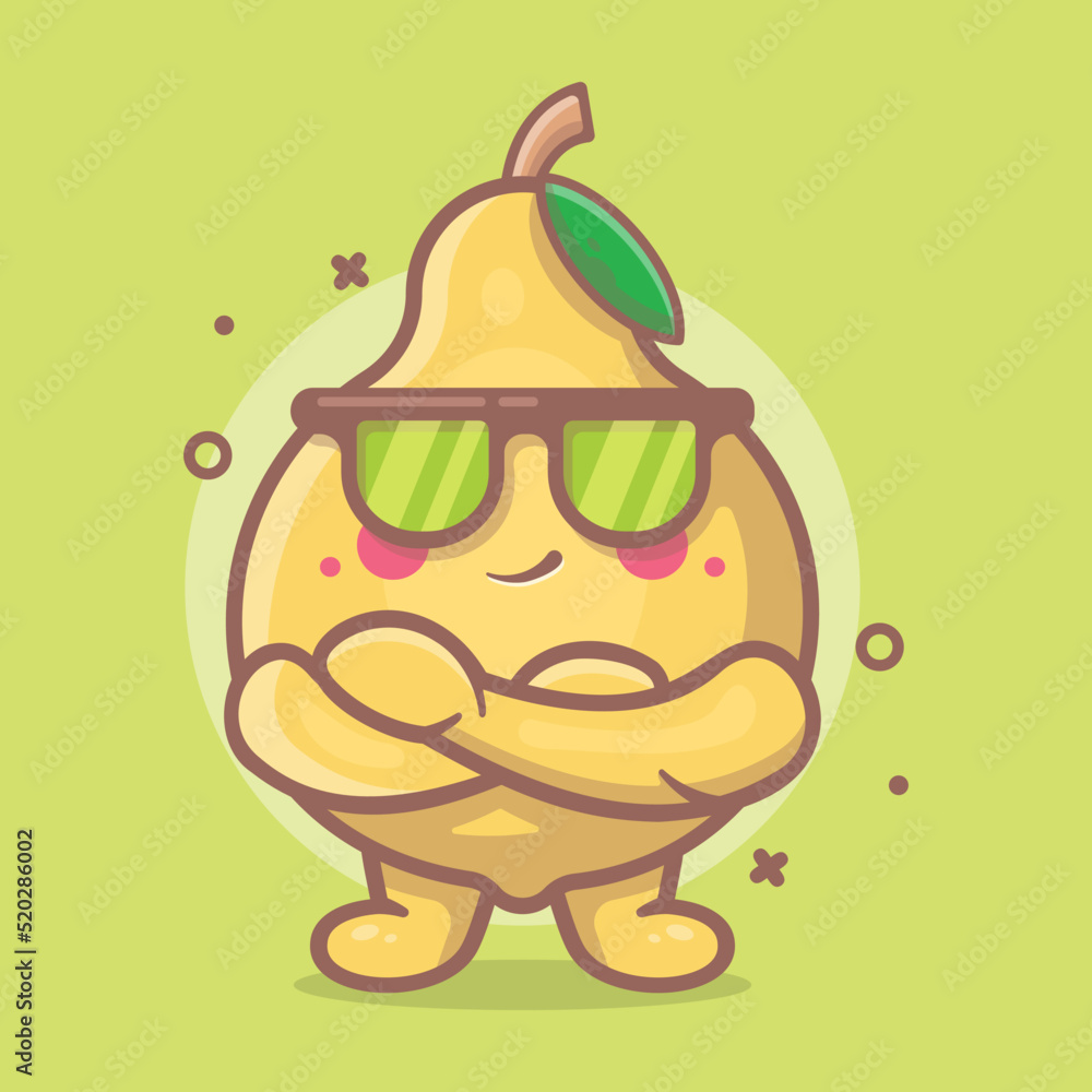 Obraz premium cute quince fruit character mascot with cool expression isolated cartoon in flat style design