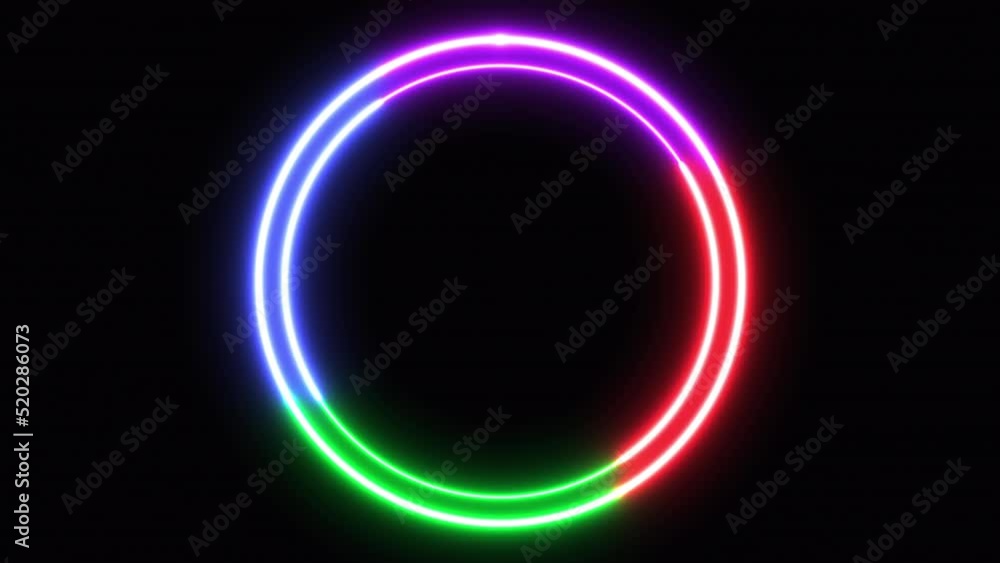 Loop neon shiny circle futuristic geometric graphic motion footage, glow animation effect frame future, broadcast colourful lighting for billboard fluorescent display in retro bar party nightlife Loop neon shiny circle futuristic geometric graphic motion footage, glow animation effect frame future, broadcast colourful lighting for billboard fluorescent display in retro bar party nightlife