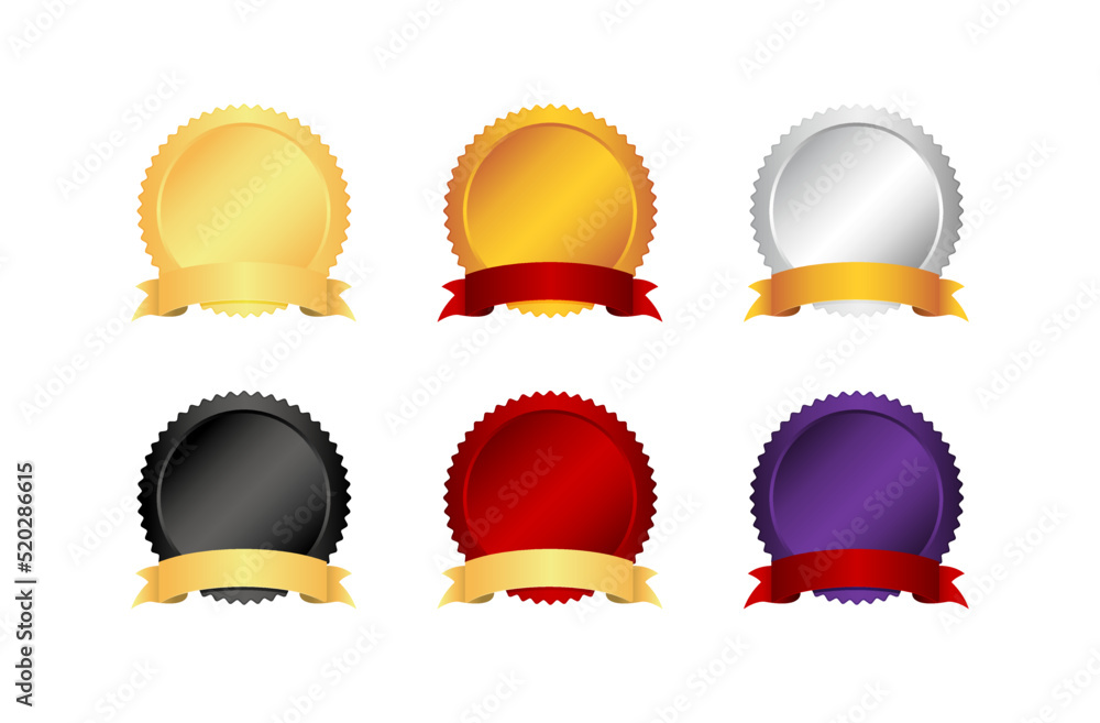Medal and ribbon template vector illustration set ( text space, design space) Medal and ribbon template vector illustration set ( text space, design space)