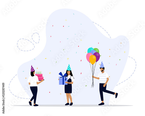 Celebrating birthday concept illustration. Birthday party celebration with friends