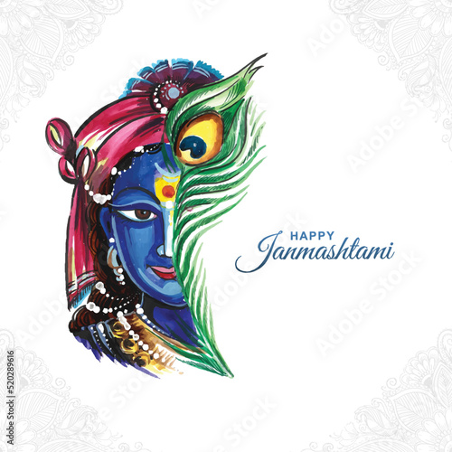 Happy janmashtami festival of india lord krishna beautiful card background