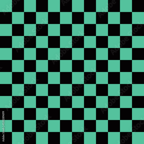 vector seamless pattern of green and black squares. Checkered grid texture repeating illustration