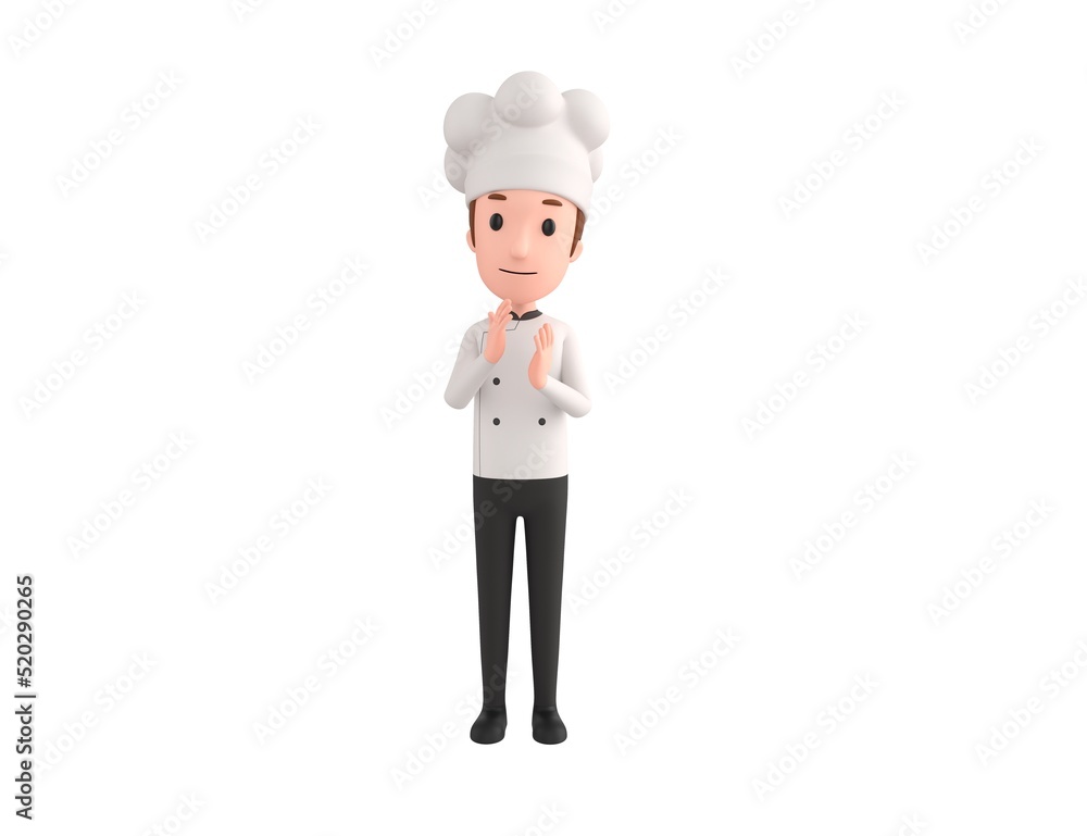 Chef character applauding in 3d rendering. Chef character applauding in 3d rendering.
