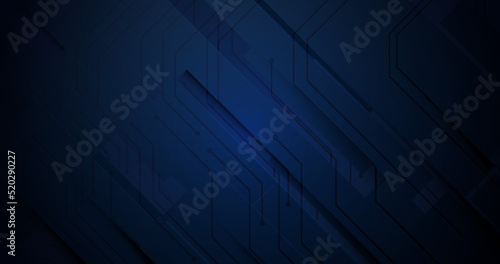 Abstract blue circuit board with geometric background. Futuristic technology digital hi tech. Vector illustration