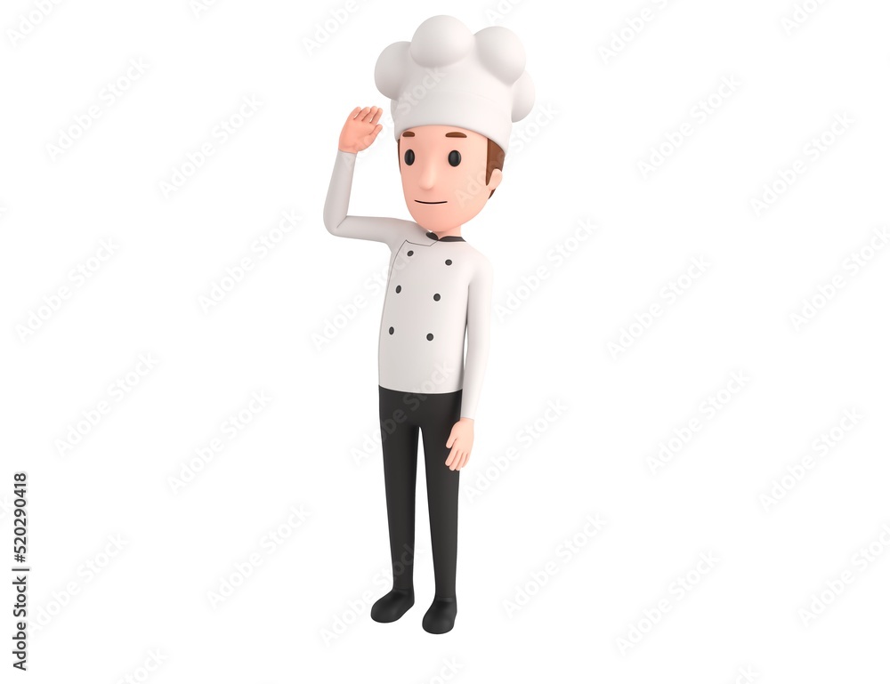 Chef character saluting in 3d rendering. Chef character saluting in 3d rendering.