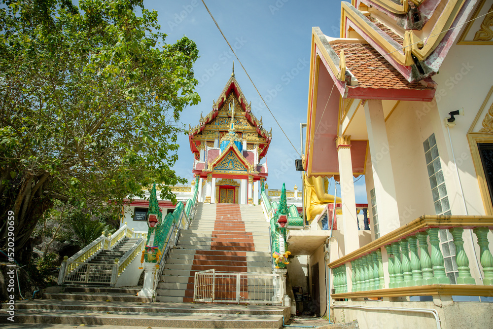 Naklejka premium Hin Hua Nai Rang Stone at Kao Seng port of Songkhla City Southern of Thailand. Southern yard of the rock where the locals called this place HUA NAI RAENG