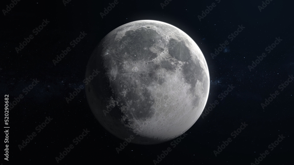 Obraz premium 3D Render Earth World Moon Planet On Galaxy Space 3D illustration Background