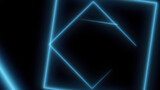 Abstract background with neon squares. Seamless loop. Neon square shape laser