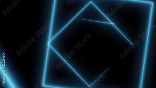 Abstract background with neon squares. Seamless loop. Neon square shape laser
