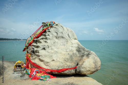 Hin Hua Nai Rang Stone at Kao Seng port of Songkhla City Southern of Thailand. Southern yard of the rock where the locals called this place HUA NAI RAENG photo