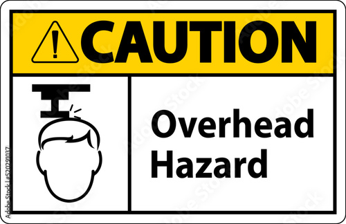 Caution Overhead Hazard Sign On White Background