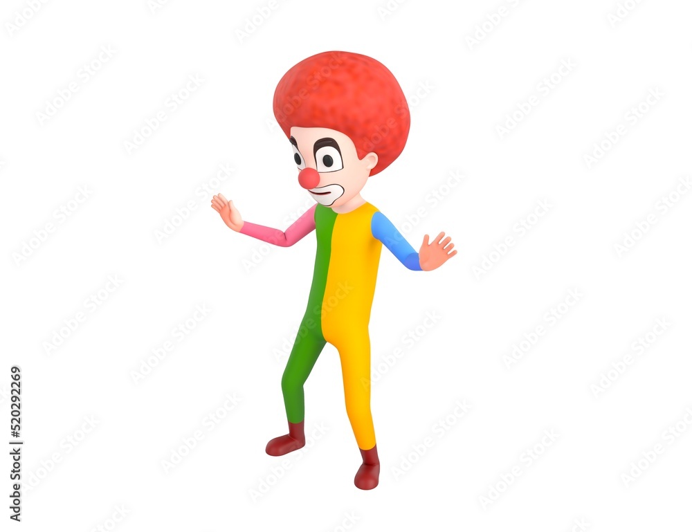 Clown character surprise and shocked in 3d rendering. Clown character surprise and shocked in 3d rendering.