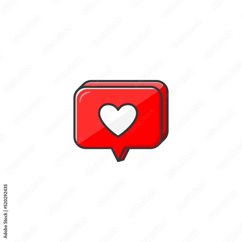 Red cartoon love chat vector icon on white background Red cartoon love chat vector icon on white background