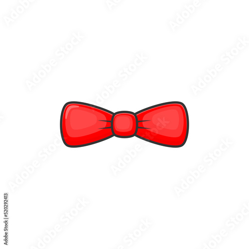 Red cartoon bow tie vector icon on white background