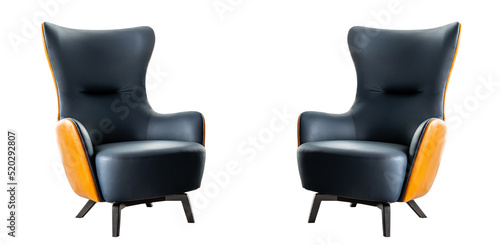 Bilde på lerret Dark blue color armchair, Modern designer armchair on white background