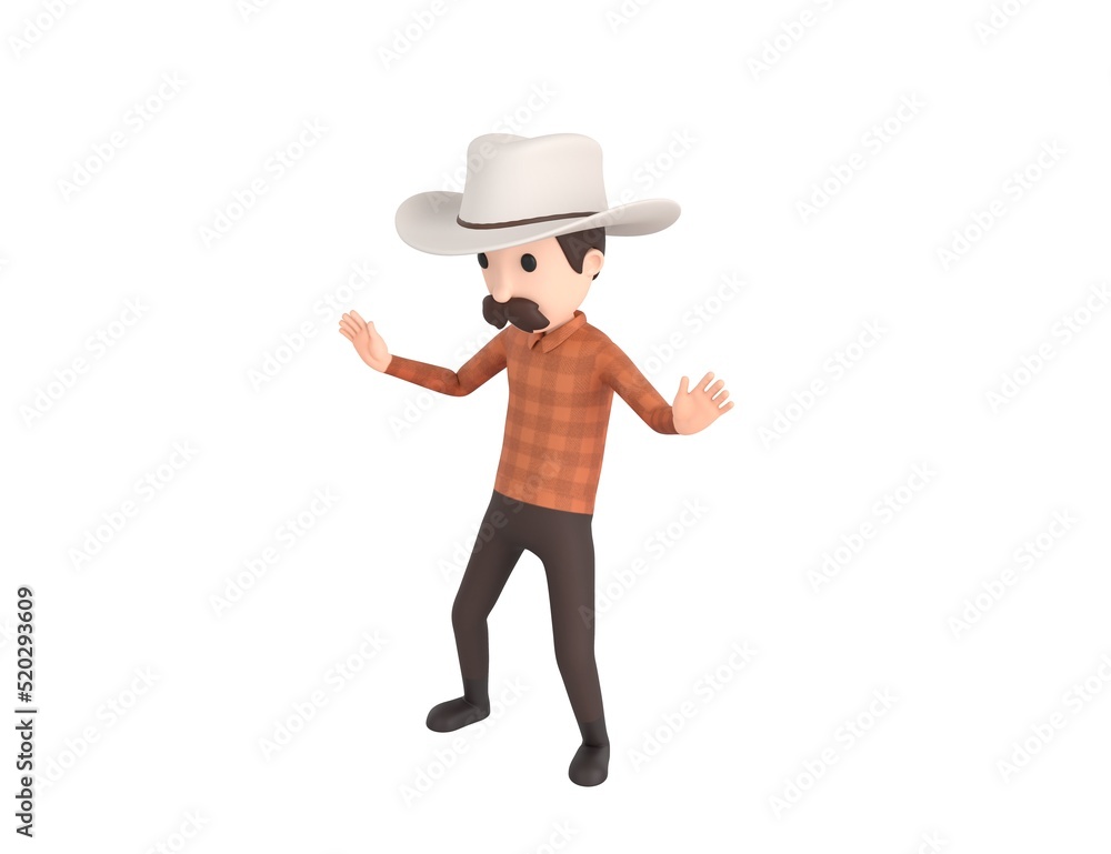 Cow Boy character surprise and shocked in 3d rendering. Cow Boy character surprise and shocked in 3d rendering.