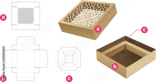 packaging box die cut template and 3D mockup