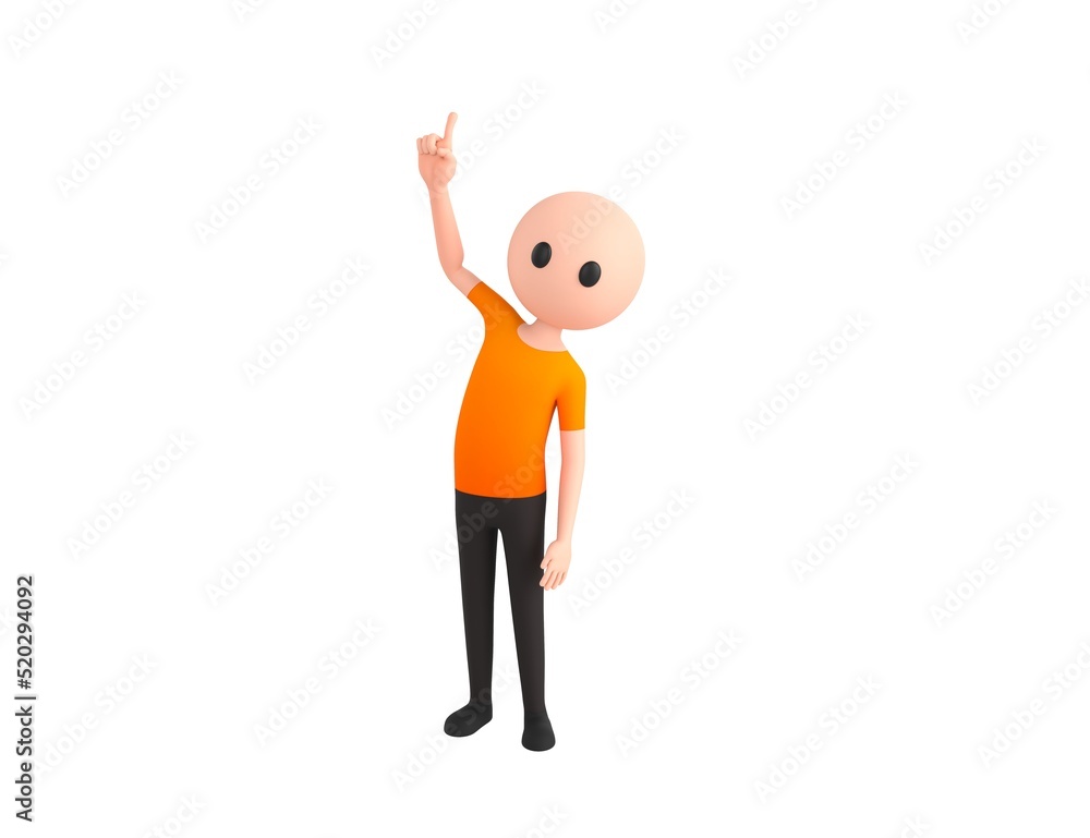 Simple Male character pointing up with his finger in 3d rendering. Simple Male character pointing up with his finger in 3d rendering.