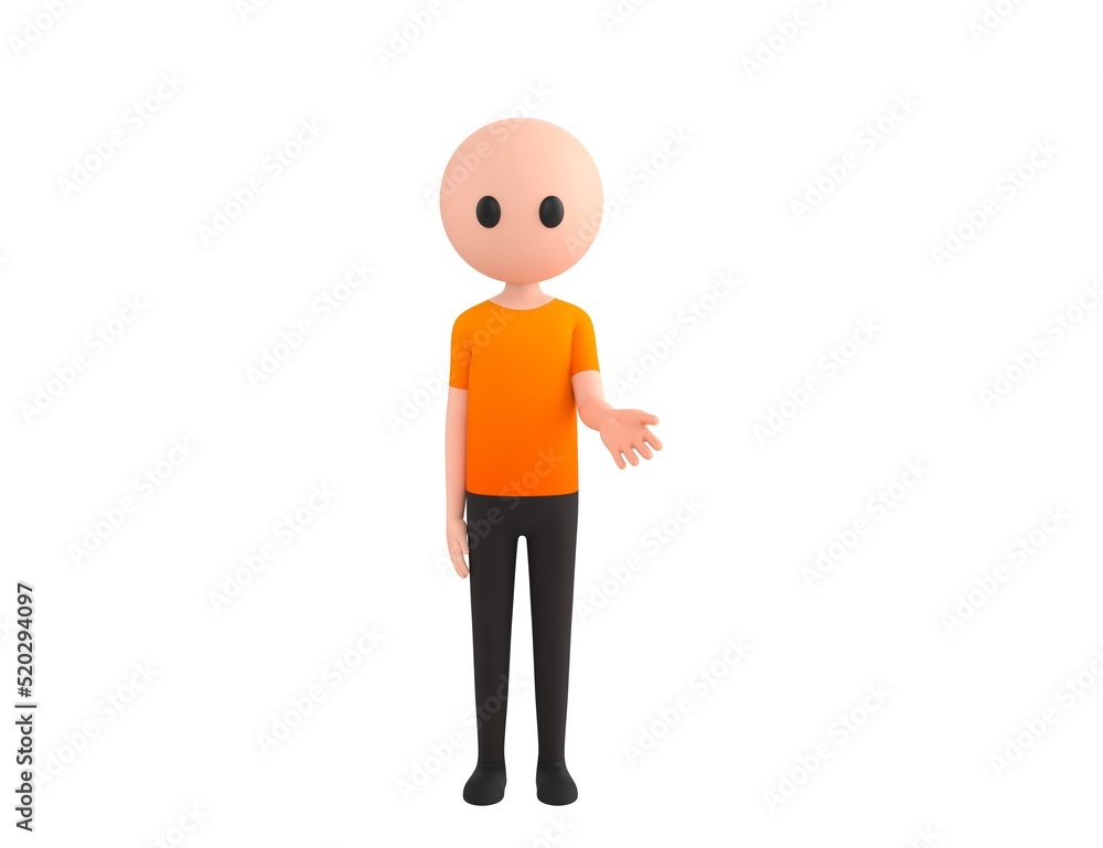 Simple Male character giving his hand in 3d rendering. Simple Male character giving his hand in 3d rendering.