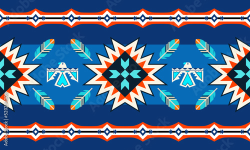 Seamless colorful geometric patterns of native american  vector background