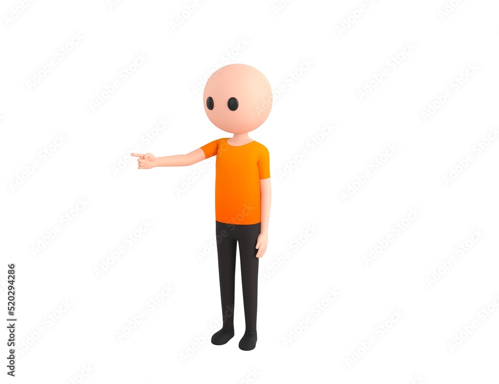 Simple Male character pointing finger to the left in 3d rendering. Simple Male character pointing finger to the left in 3d rendering.