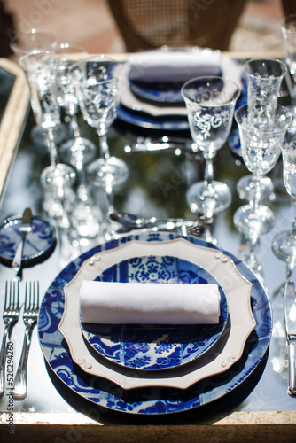 Decorated served table for wedding party or other event