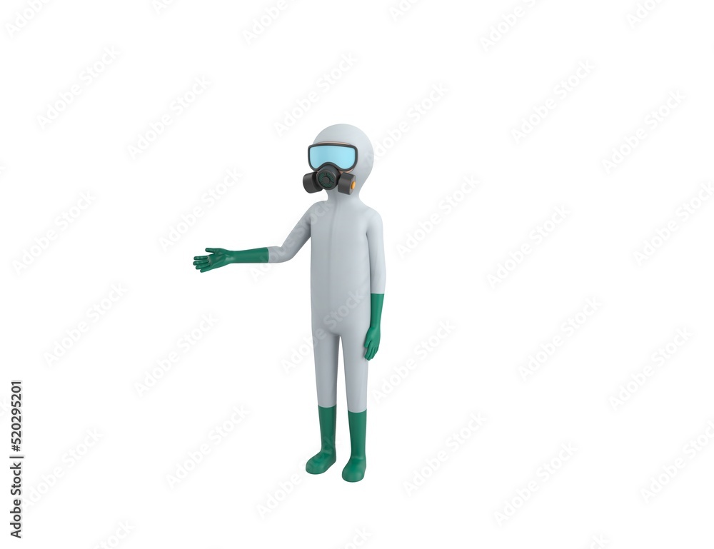 Man in White Hazmat Suit character introducing in 3d rendering. Man in White Hazmat Suit character introducing in 3d rendering.