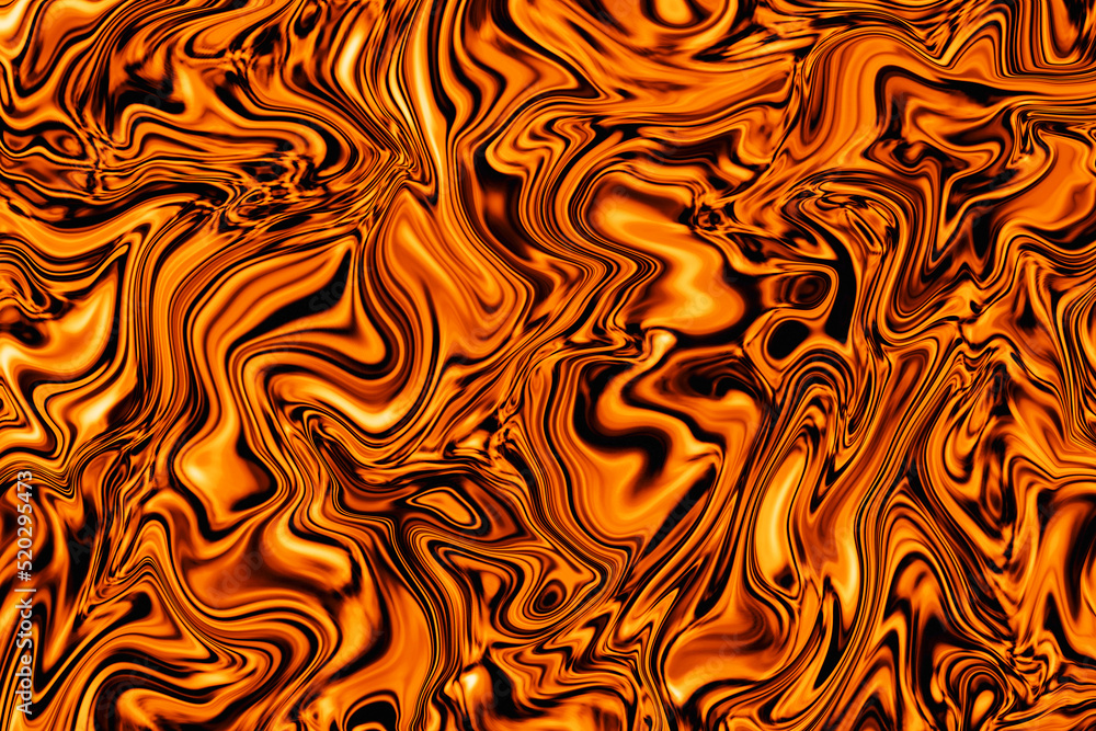 Liquid chroma aluminum watery orange burning caramel melt abstract motion wave texture as decoration and wallpaper Liquid chroma aluminum watery orange burning caramel melt abstract motion wave texture as decoration and wallpaper