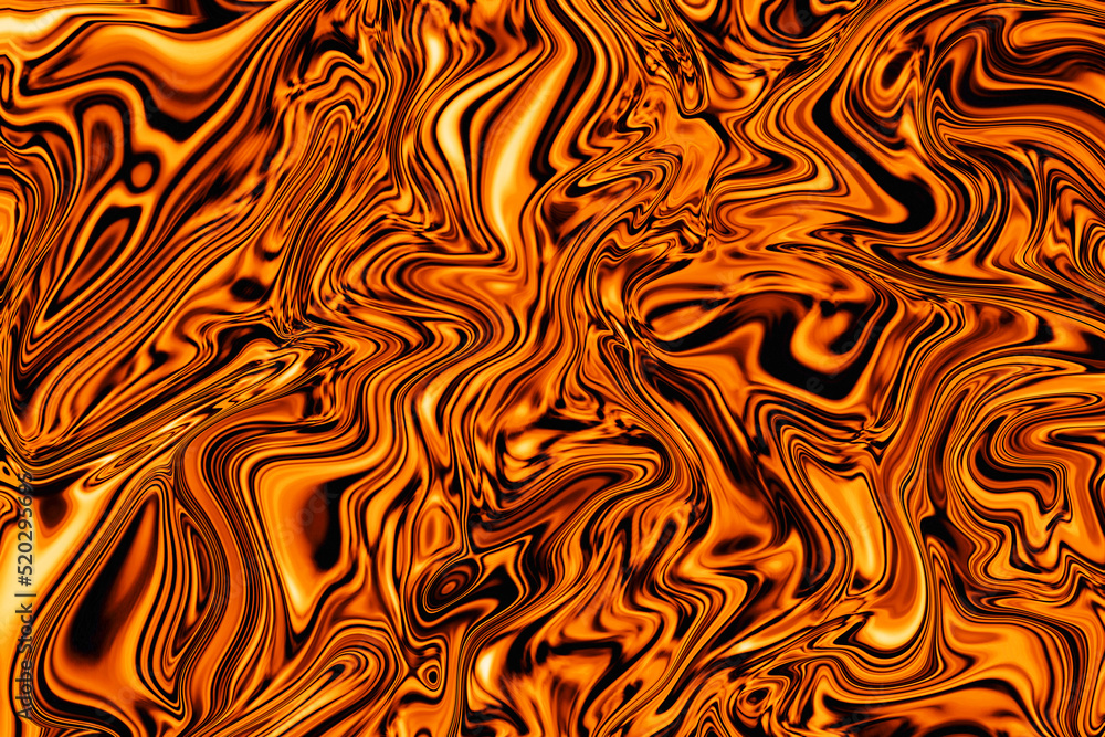 Liquid chroma aluminum watery orange burning caramel melt abstract motion wave texture as decoration and wallpaper Liquid chroma aluminum watery orange burning caramel melt abstract motion wave texture as decoration and wallpaper